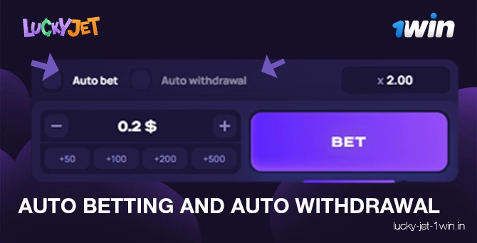 auto betting and auto withdrawal – Lucky Jet Fonctionnalité utile de Lucky Jet: paris et retraits automatiques.